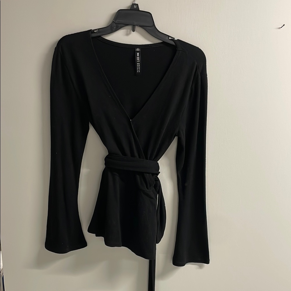 Elegant Black Wrap Top